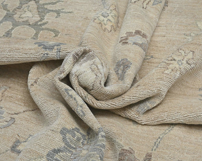 Alfombra turca Oushak de lana suave anudada a mano, color marrón, 10 x 14 pulgadas