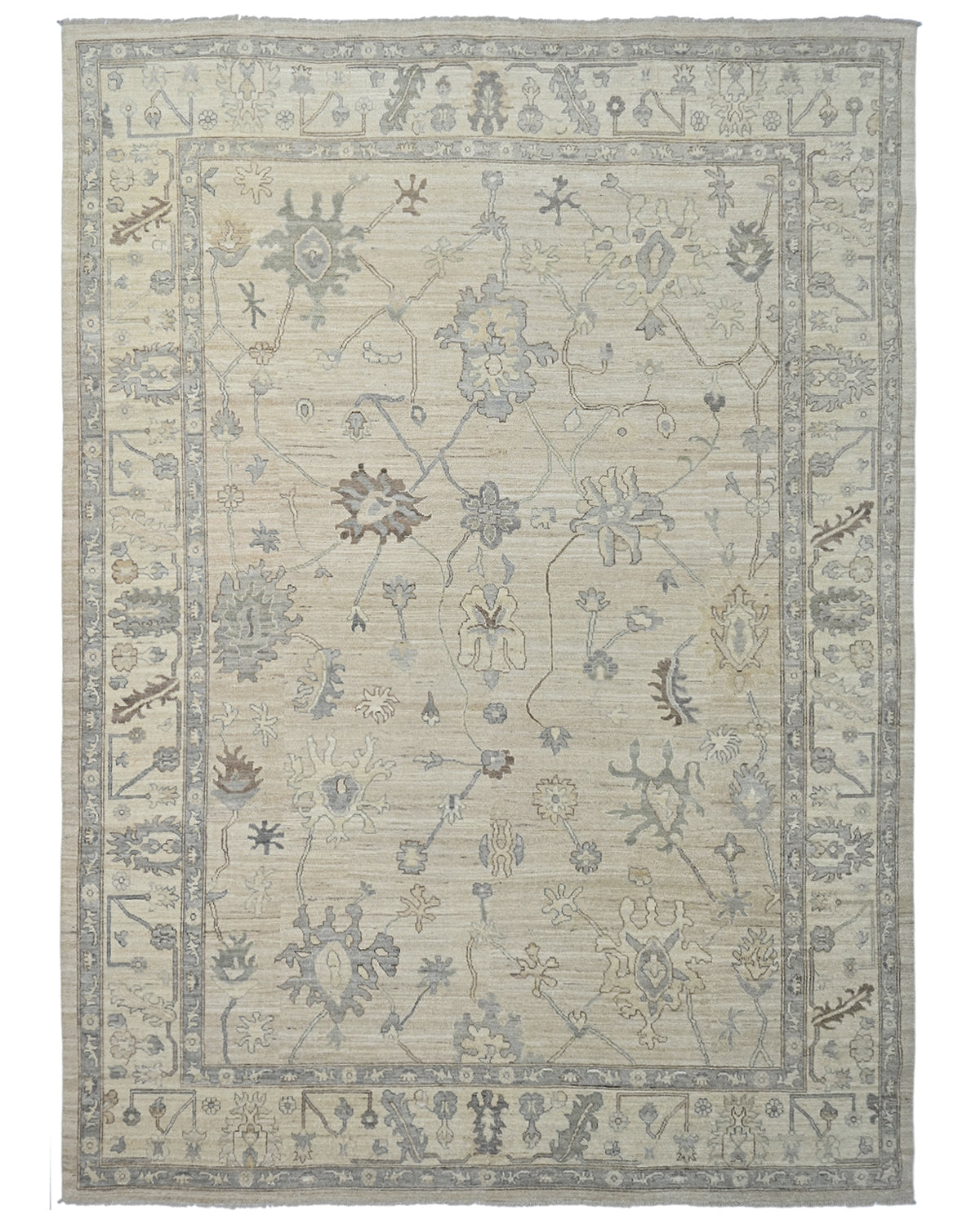 10x14 Gray Oushak  Turkish Hand Knotted Soft Wool Area Rug
