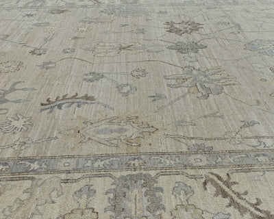 10x14 Gray Oushak  Turkish Hand Knotted Soft Wool Area Rug