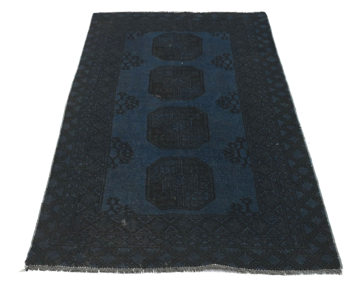 3x6 Vintage Blue Gray Persian Style Over Dyed Hand Knotted Low Pile Wool Area Rug