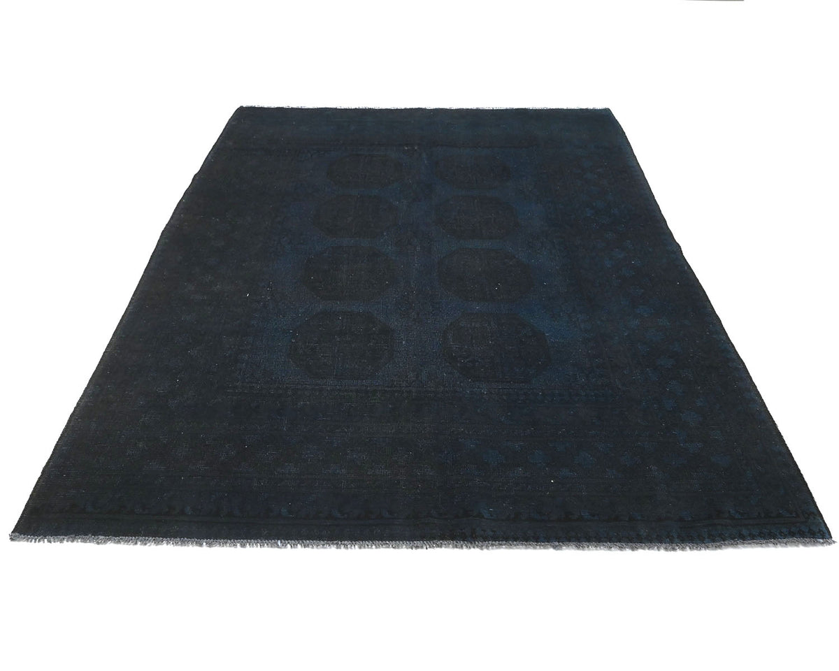 6x8 Vintage Blue Over Dyed Persian Style Hand Knotted Low Pile Wool Area Rug
