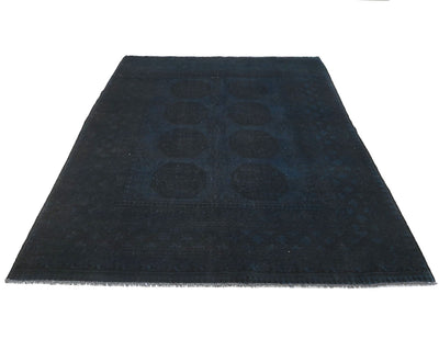 6x8 Vintage Blue Over Dyed Persian Style Hand Knotted Low Pile Wool Area Rug