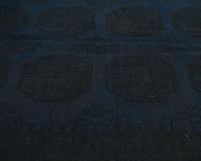 6x8 Vintage Blue Over Dyed Persian Style Hand Knotted Low Pile Wool Area Rug