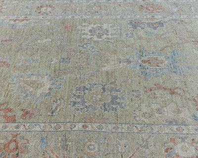 4x6 Ft Olive Green Oushak Turkish Floral Traditional Veg Dye Wool Area Rug