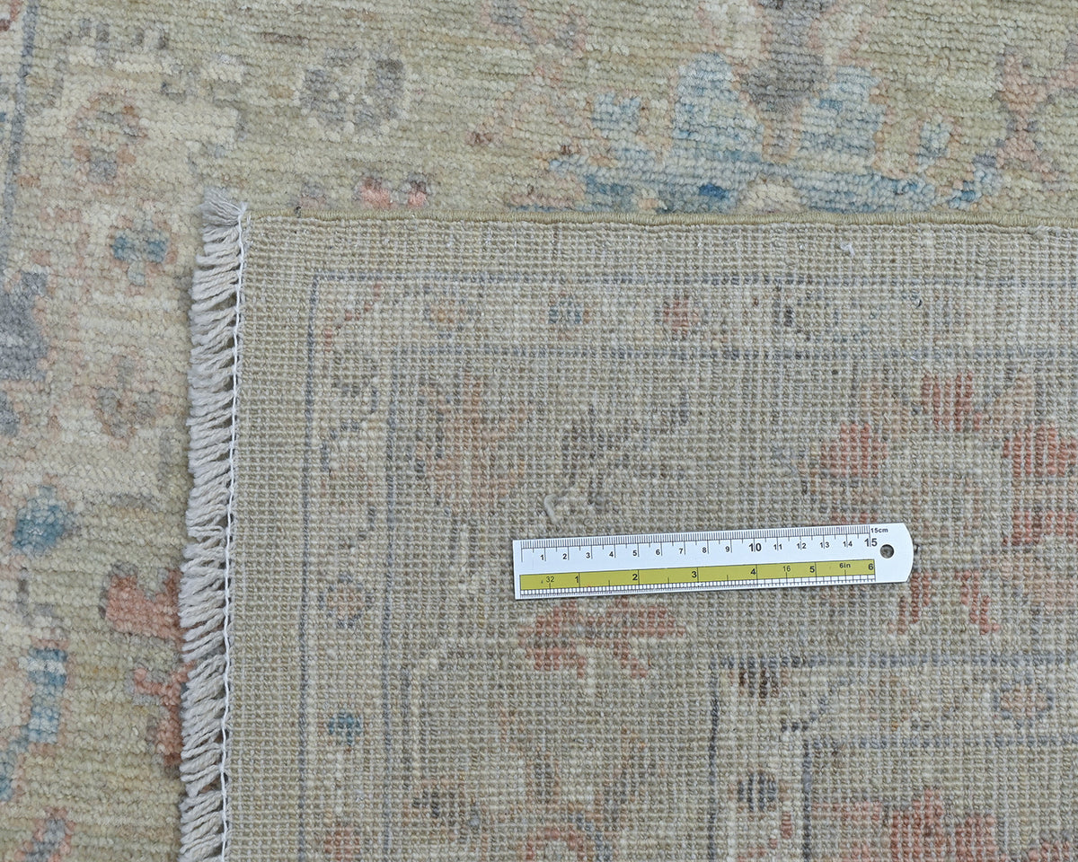 4x6 Ft Olive Green Oushak Turkish Floral Traditional Veg Dye Wool Area Rug