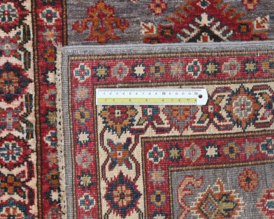 3x4 Gray Kazak Afghan Hand Knotted Geometric Wool Area Rug
