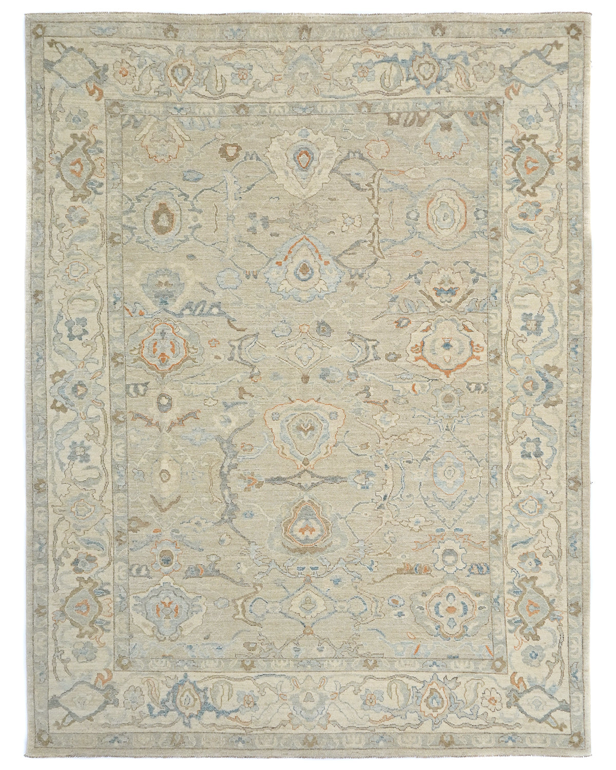 Silver Gray Turkish Oushak Hand Knotted Oriental 9x12 Soft Wool Area Rug