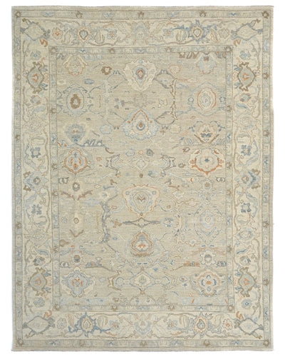 Silver Gray Turkish Oushak Hand Knotted Oriental 9x12 Soft Wool Area Rug