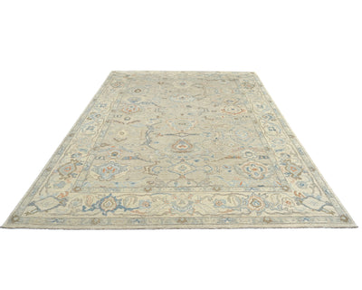 Silver Gray Turkish Oushak Hand Knotted Oriental 9x12 Soft Wool Area Rug