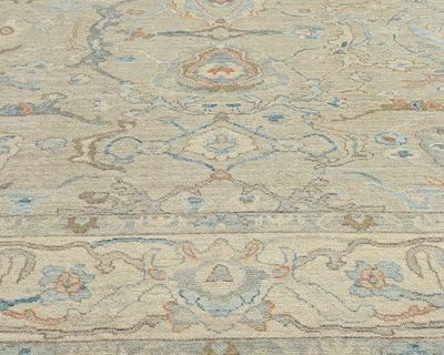 Silver Gray Turkish Oushak Hand Knotted Oriental 9x12 Soft Wool Area Rug