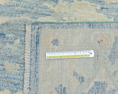Muted Blue 9x12 Ft Oushak Turkish Hand Knotted Traditional Soft Wool Area Rug