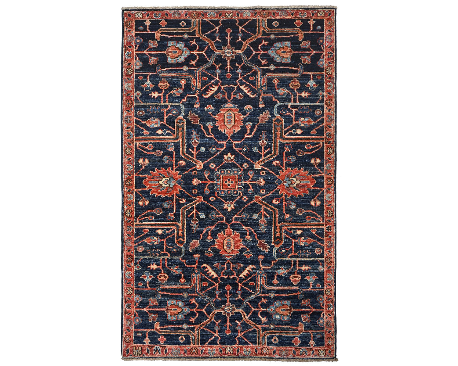 3x5 Blue Aryana Afghan Hand Knotted Veg Dye Wool Area Rug