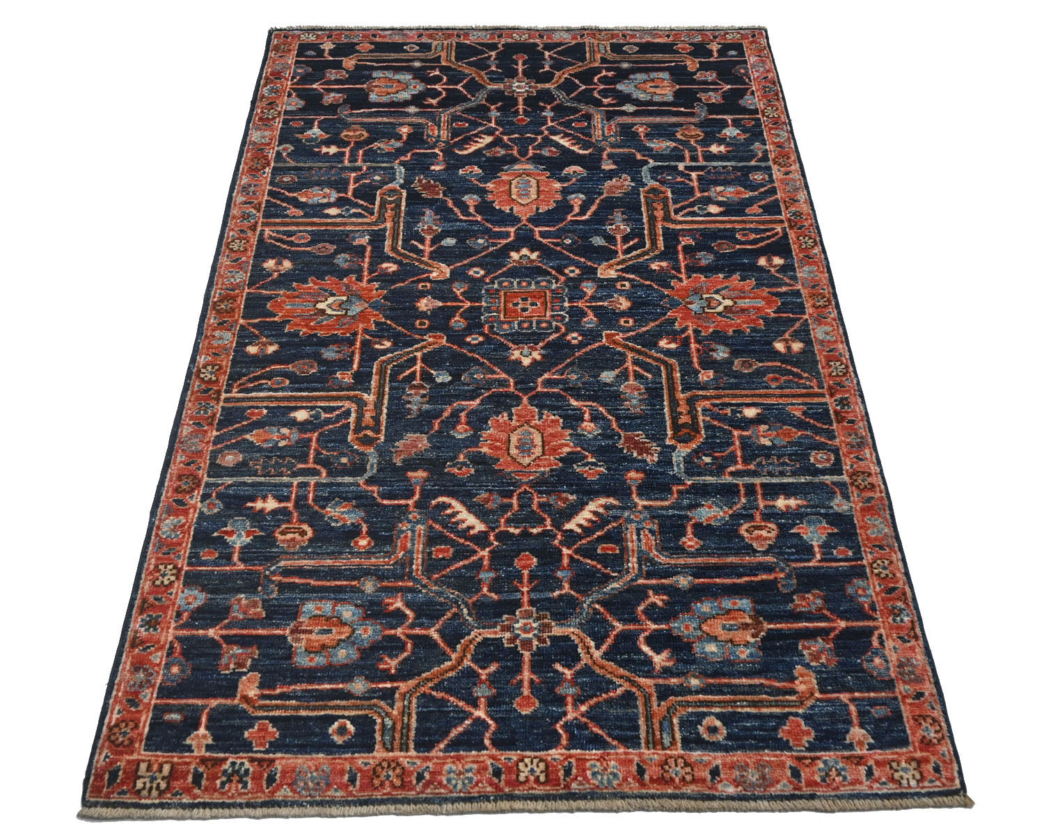 3x5 Blue Aryana Afghan Hand Knotted Veg Dye Wool Area Rug