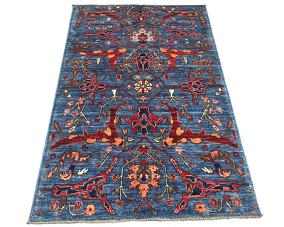 3x5 Blue Aryana Afghan Hand Knotted Veg Dye Wool Area Rug