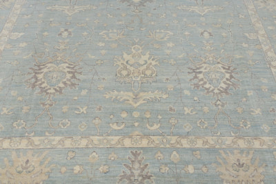 8x11 Muted Blue Chobi Afghan Hand Knotted Floral Wool Area Rug