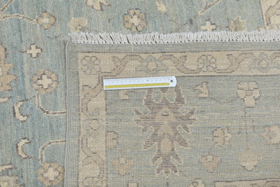 8x11 Muted Blue Chobi Afghan Hand Knotted Floral Wool Area Rug